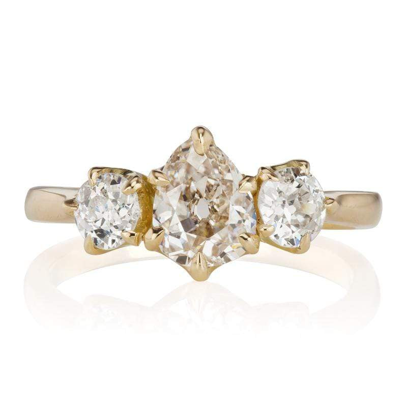 Three Stone Pear Diamond Engagement Ring