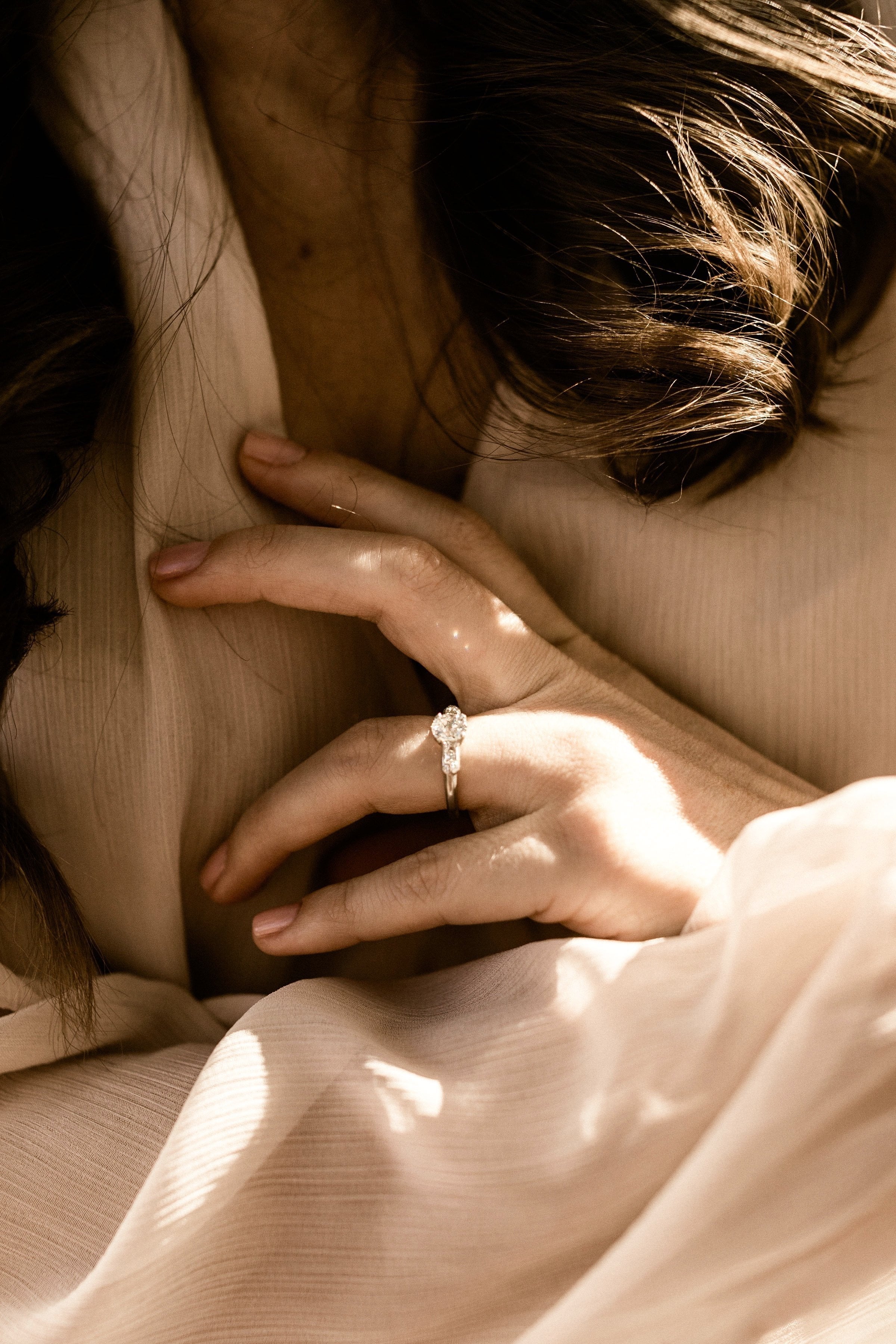 0.93ct old mine cut diamond Engagement Ring With French Cut Side Stones