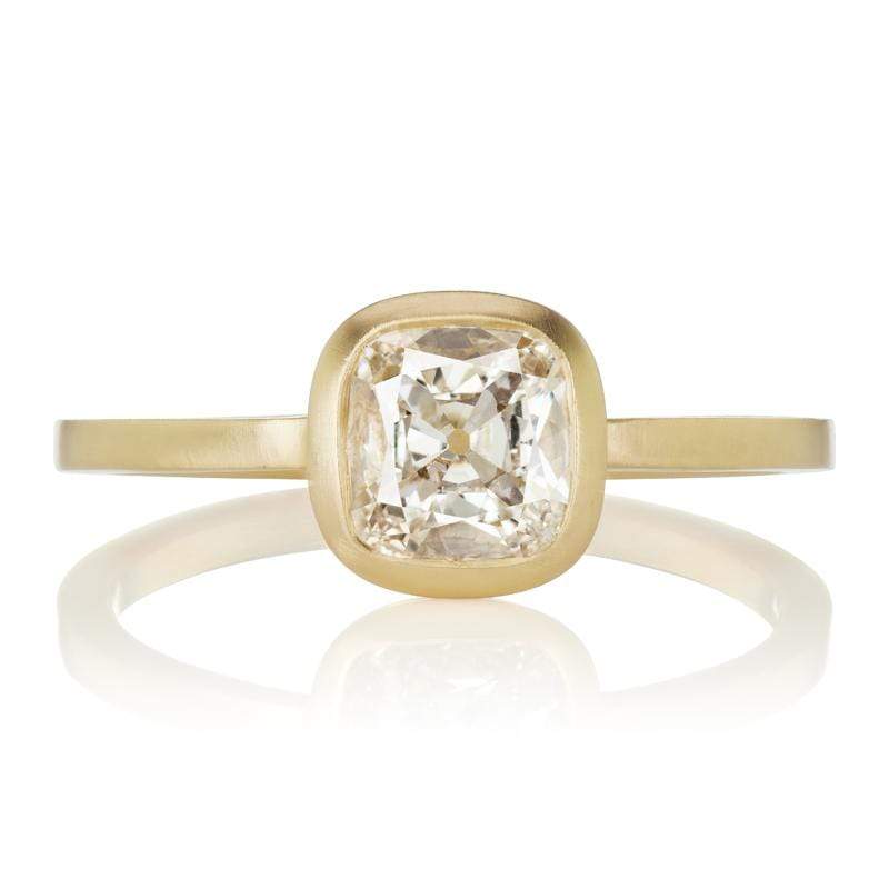 18Kt Yellow Gold Bezel Set Solitaire Engagement Ring | Victor Barbone