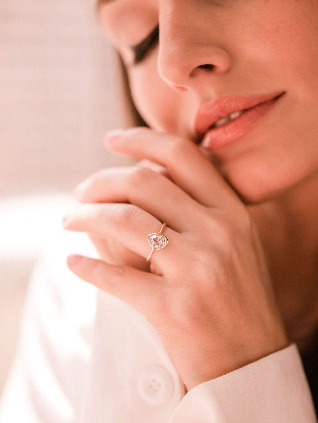 0.95ct pear rose cut diamond