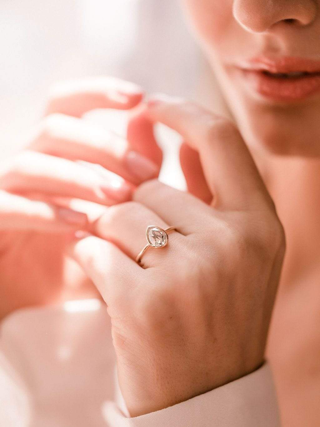 0.95ct pear rose cut diamond