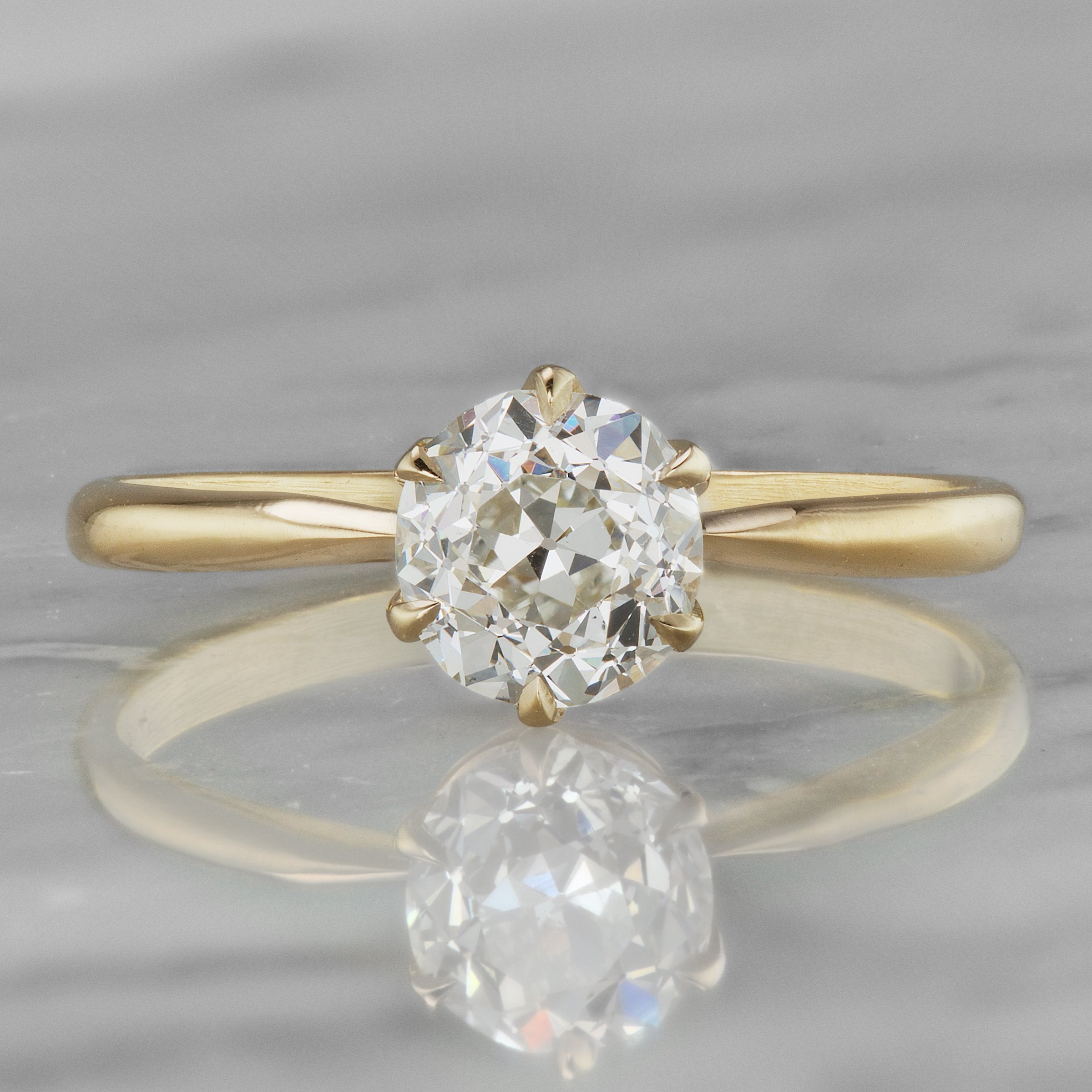6 Prong Yellow Gold Engagement Ring - Antique Diamond | Victor Barbone