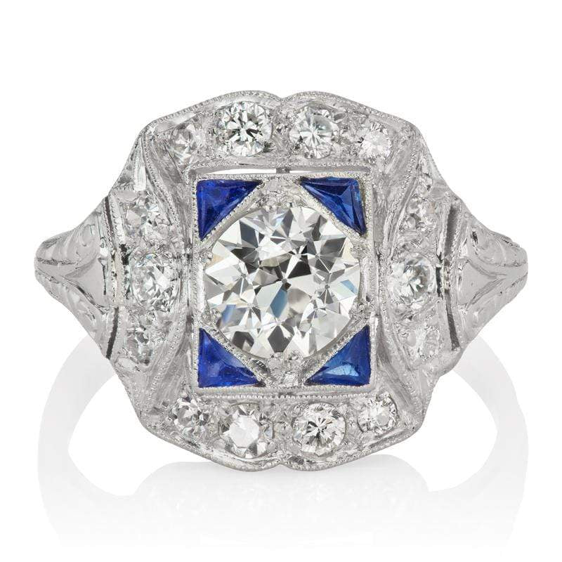 Art Deco Sapphire & Diamond Engagement Ring