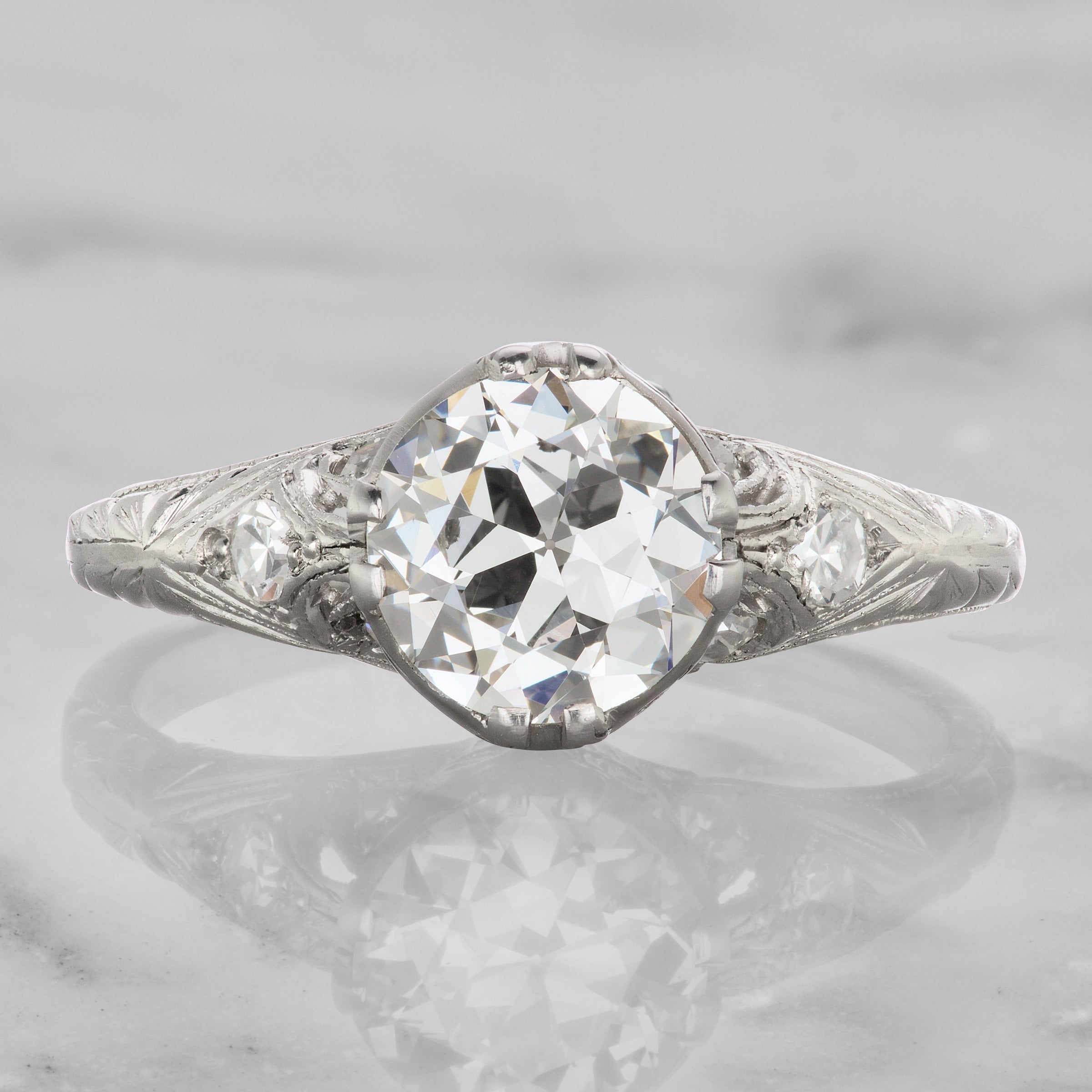 Antique Platinum Filigree Engagement Ring Circa 1910 | Victor Barbone