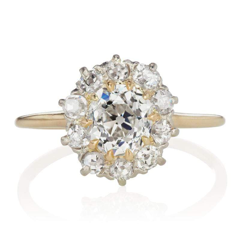Edwardian Yellow Gold Diamond Halo Engagement Ring