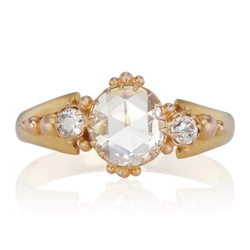 Edwardian Rose Cut Diamond Engagement Ring with Side Stones
