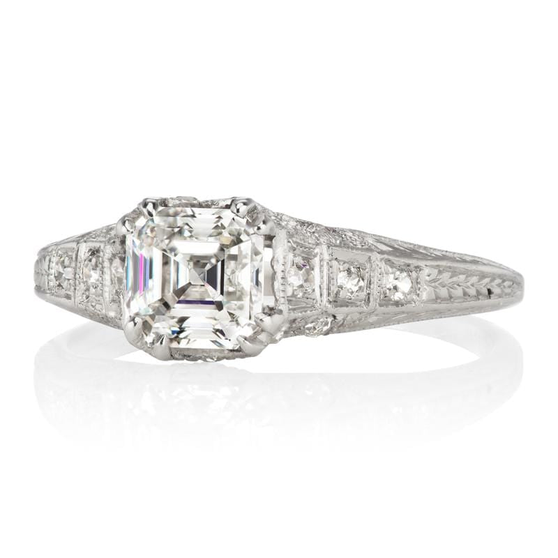 1.00 Asscher cut diamond diamond engagement ring