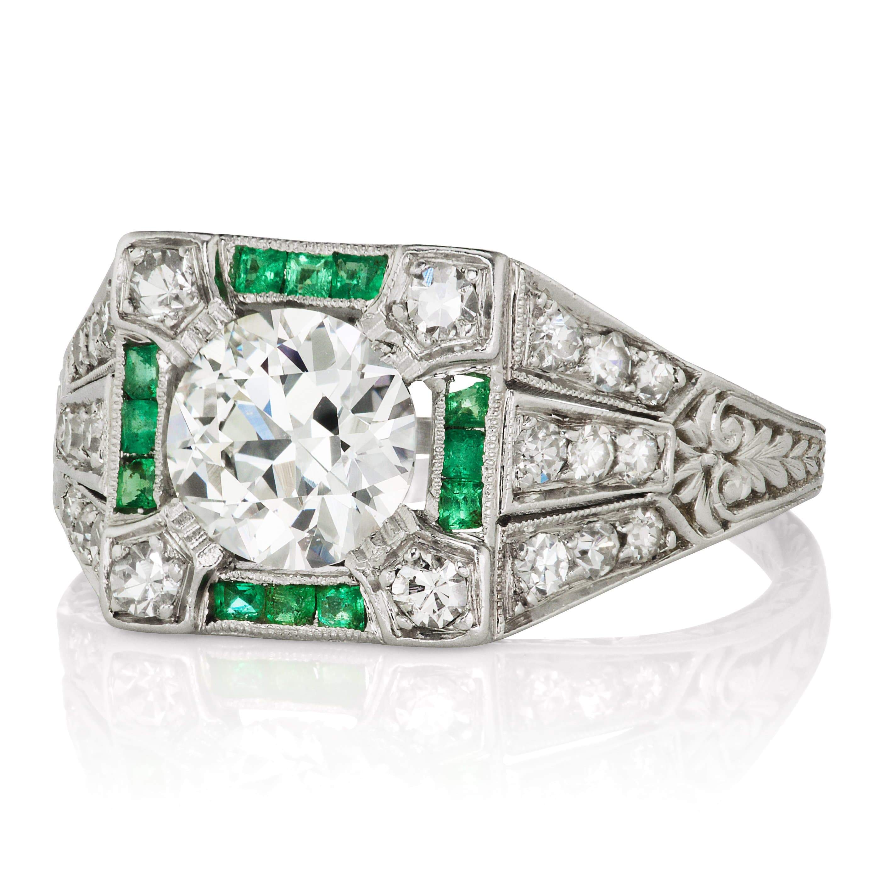 1.01ct old European cut diamond with gemstone