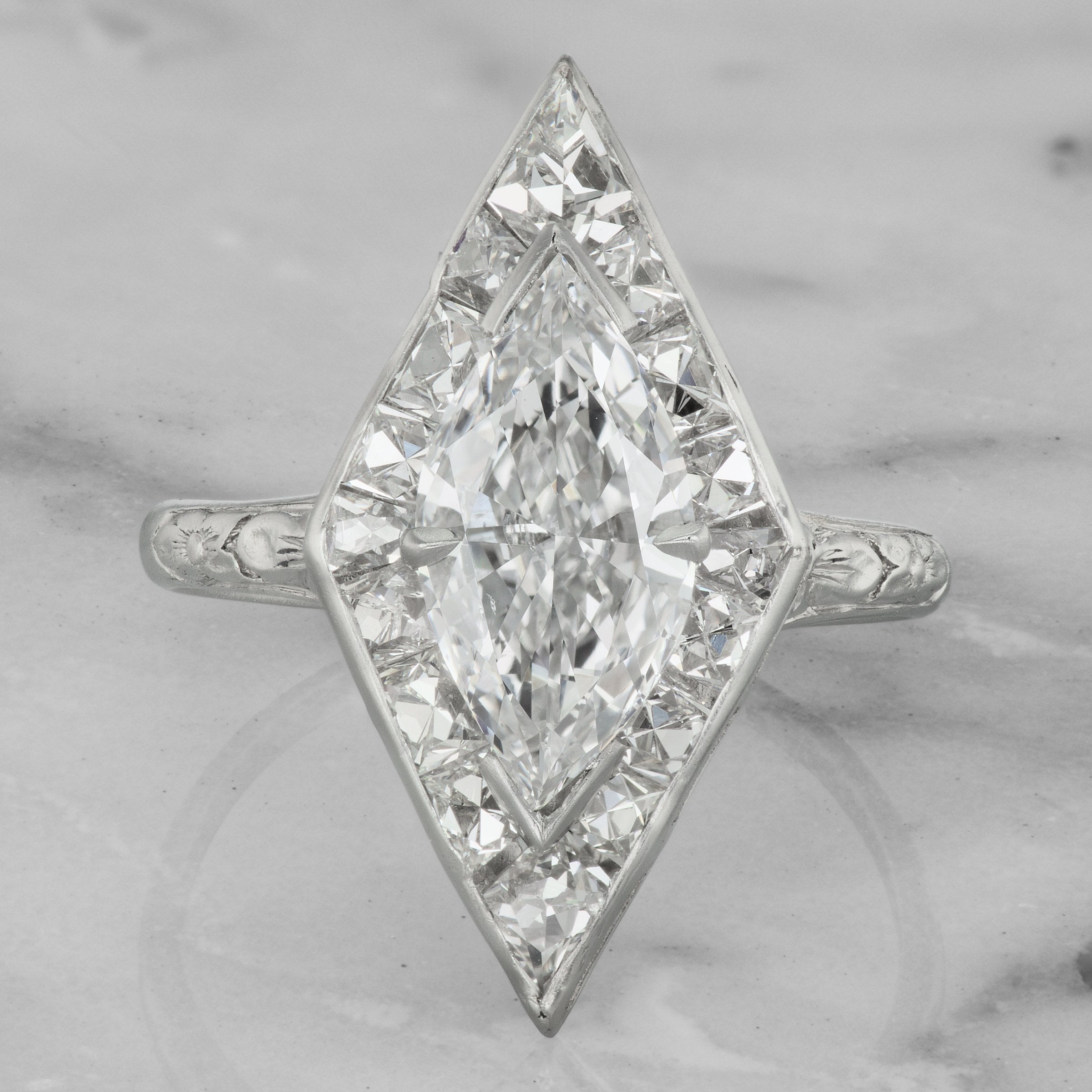 French Cut Halo Engagement Ring With Marquise Diamond | Victor Barbone