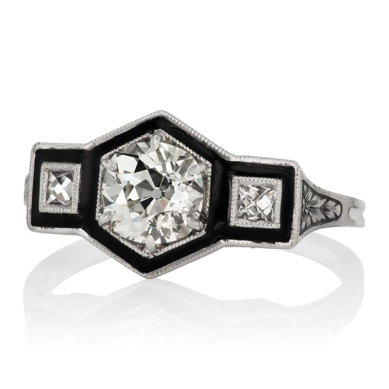 1.03ct old mine cut diamond engagement ring