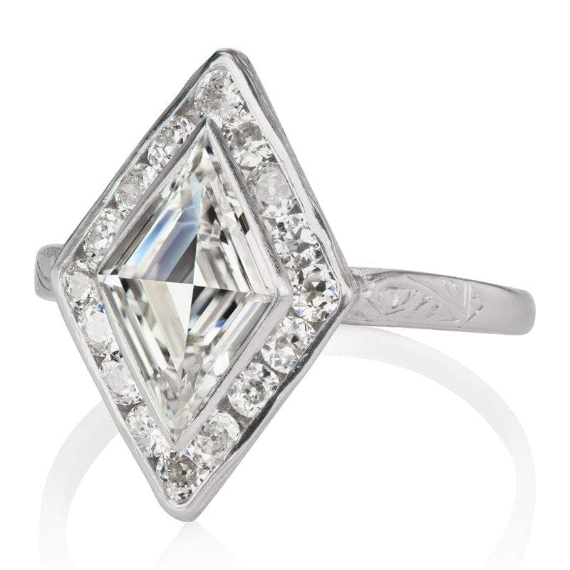 1.04ct Lozenge step cut diamond diamond engagement ring