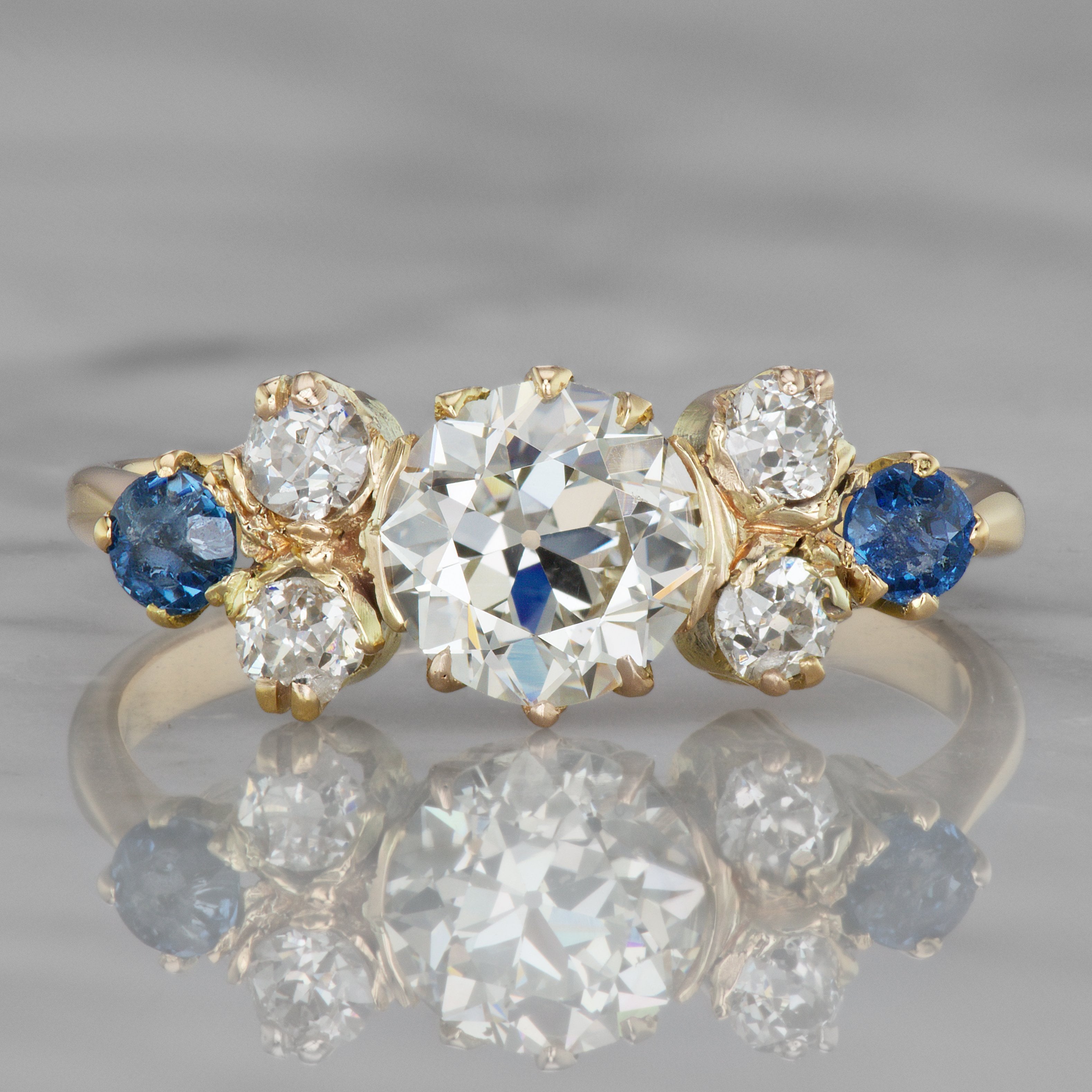 Sapphire And Diamond Yellow Gold Engagement Ring | Victor Barbone