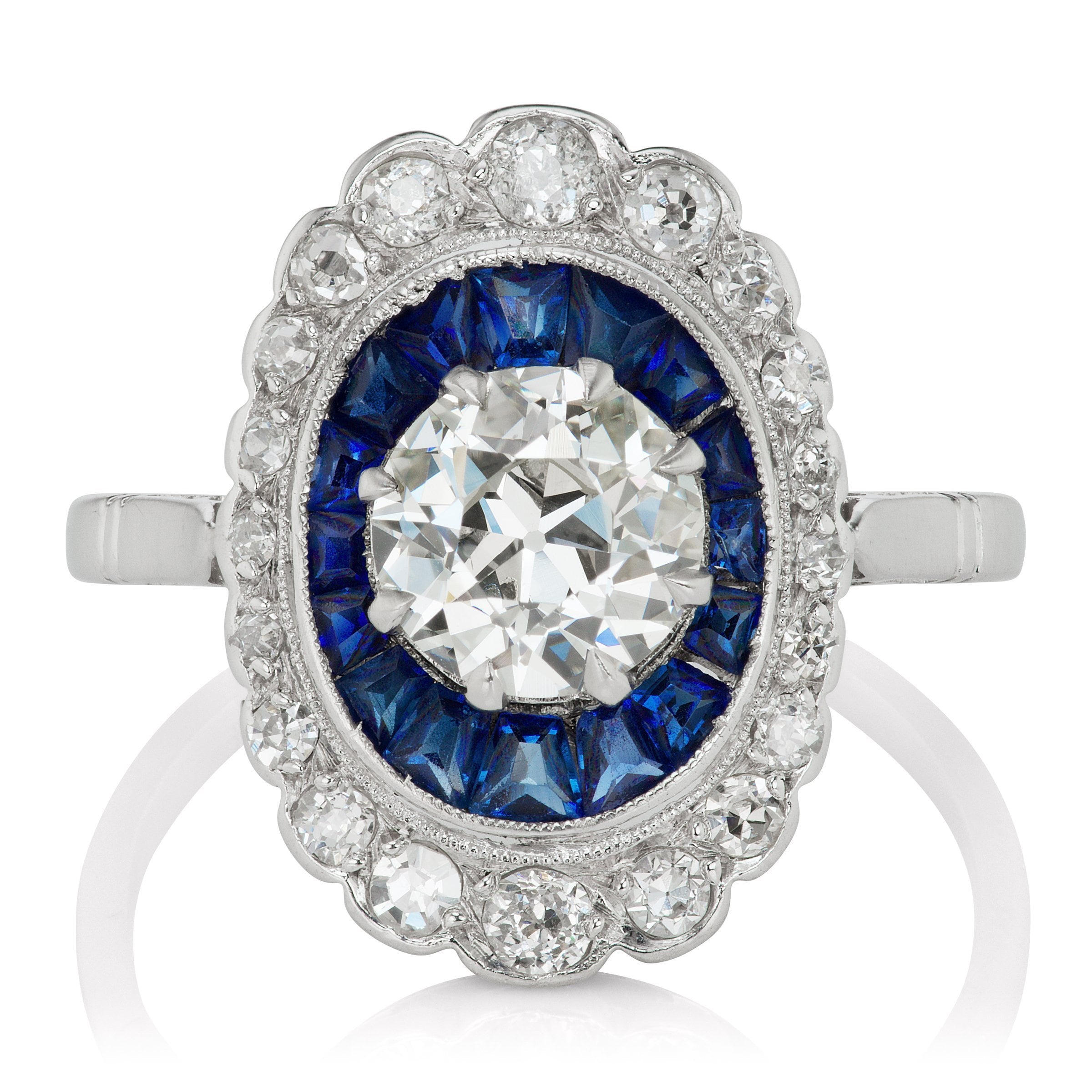 Sapphire And Diamond Double Halo Engagement Ring | Victor Barbone