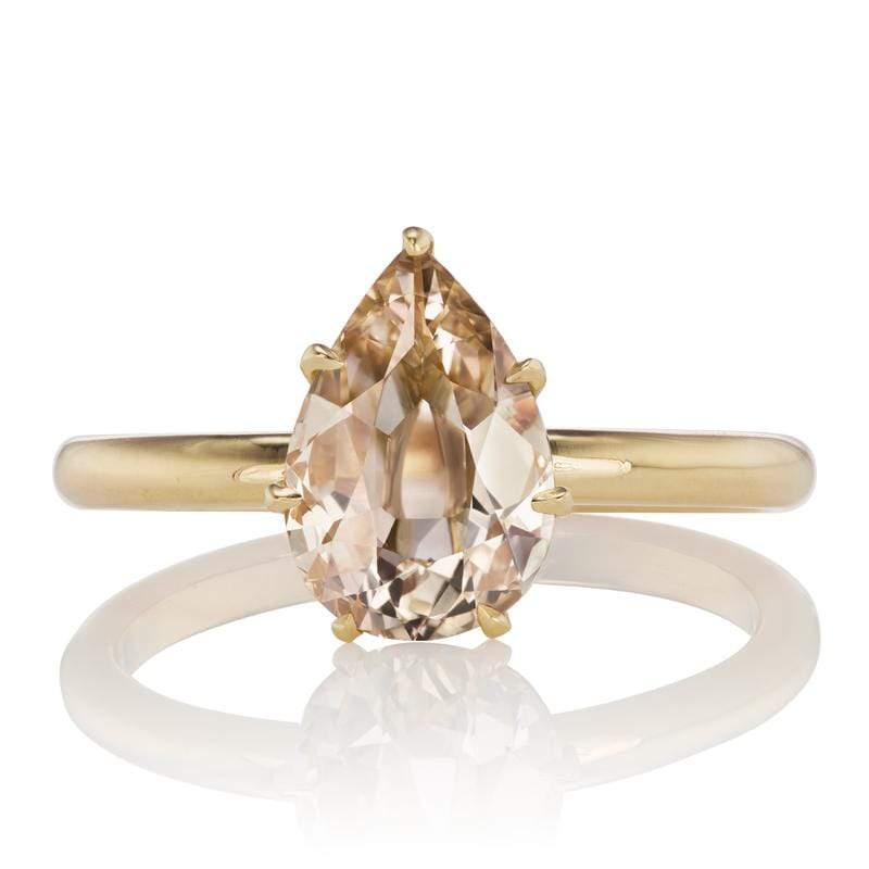 1 Carat Pear Light Brown Diamond Solitaire Engagement Ring