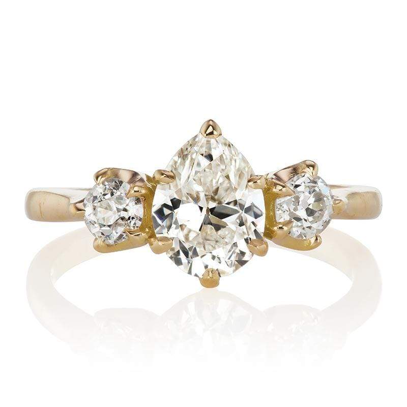 Three Stone Pear Diamond Engagement Ring
