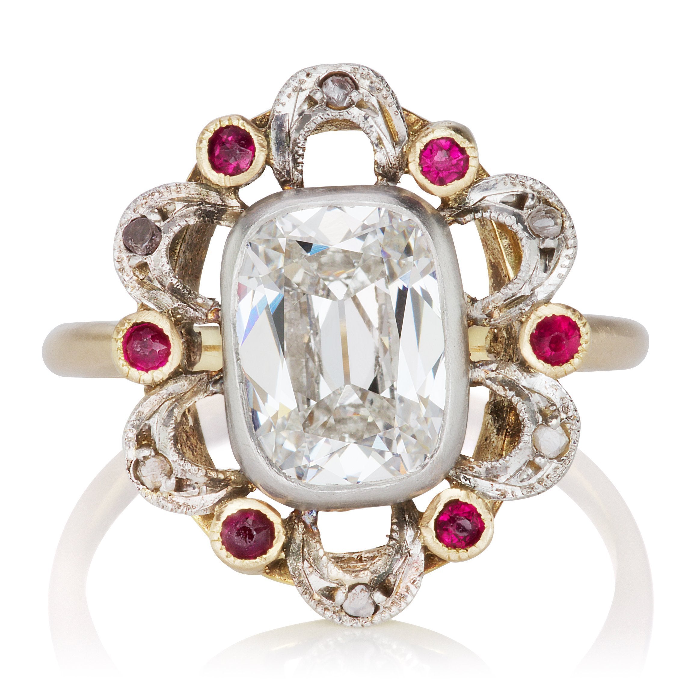 Unique Halo Engagement Ring - Rubies & Rose Diamonds | Victor Barbone