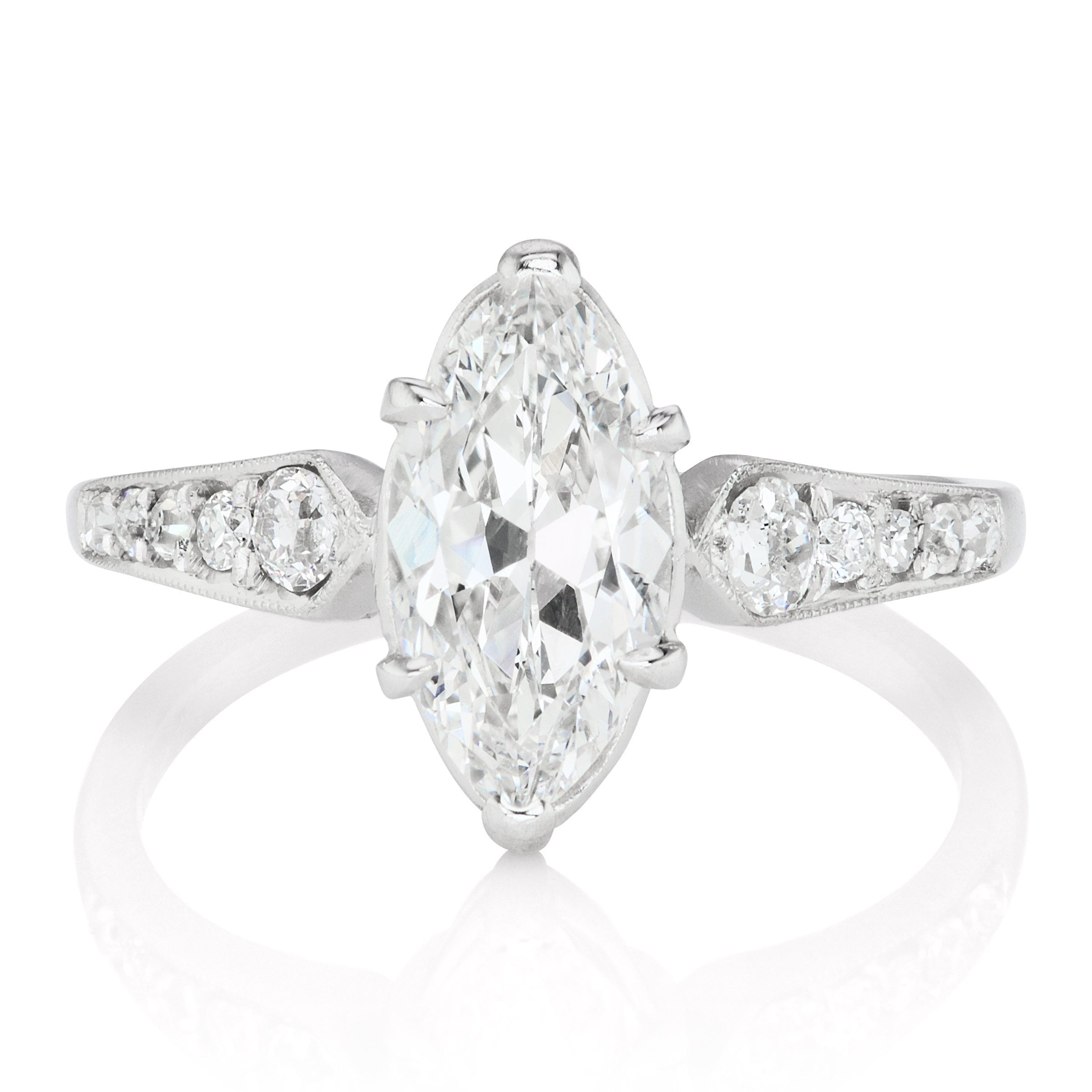 Marquise Diamond Engagement Ring With Side Stones | Victor Barbone