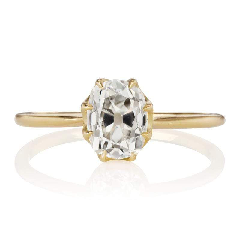 Old Mine Cut Diamond with Delicate Yellow Gold Setting | Victor Barboné Jewelry