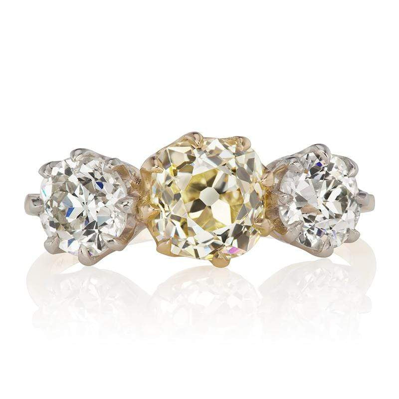 Yellow & White Diamond Three Stone Engagement Ring