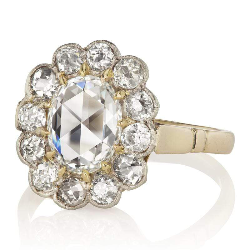 1.20ct Oval Rose Cut Diamond diamond engagement ring