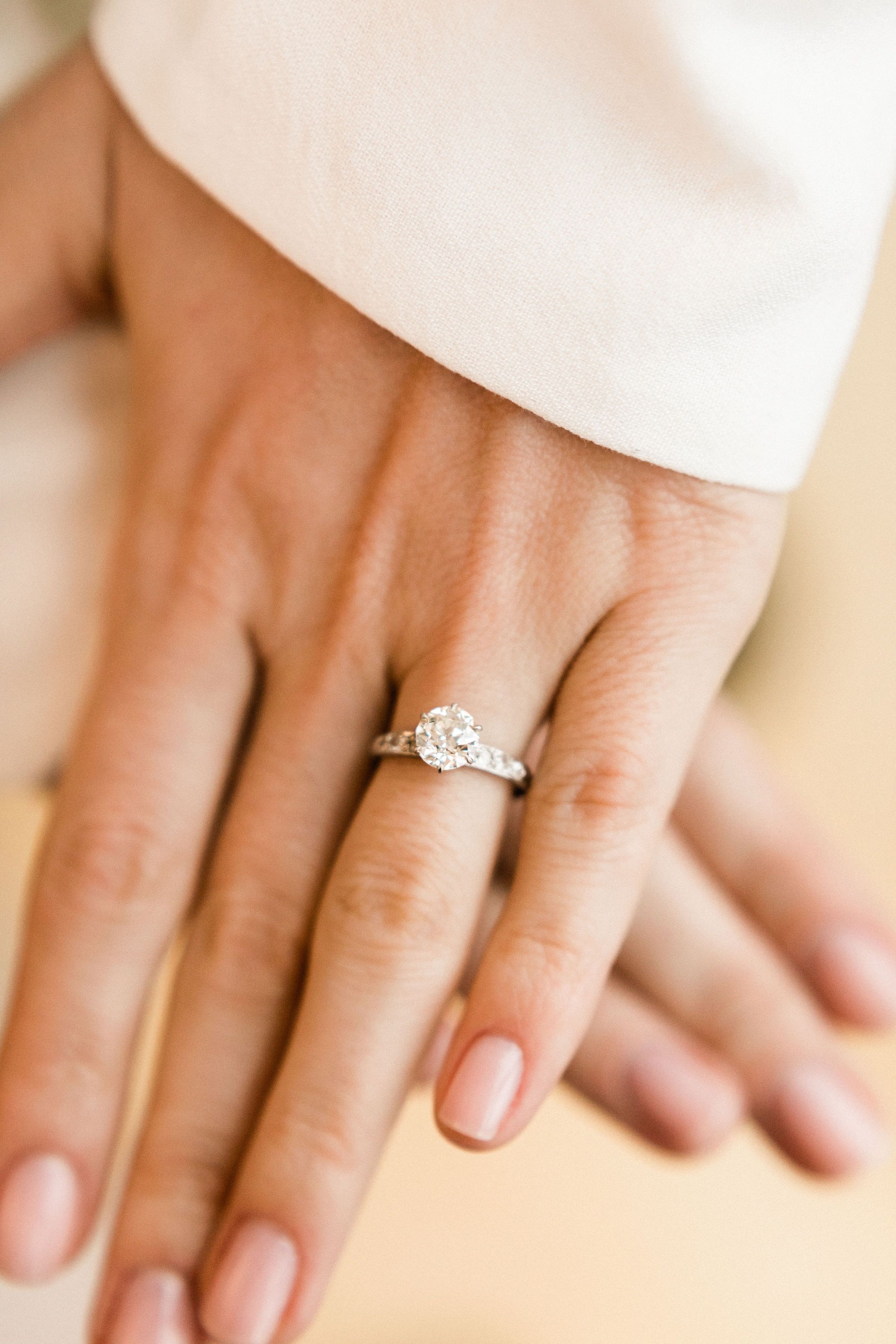 1.23 old European cut diamond 7 Diamond Engagement Ring