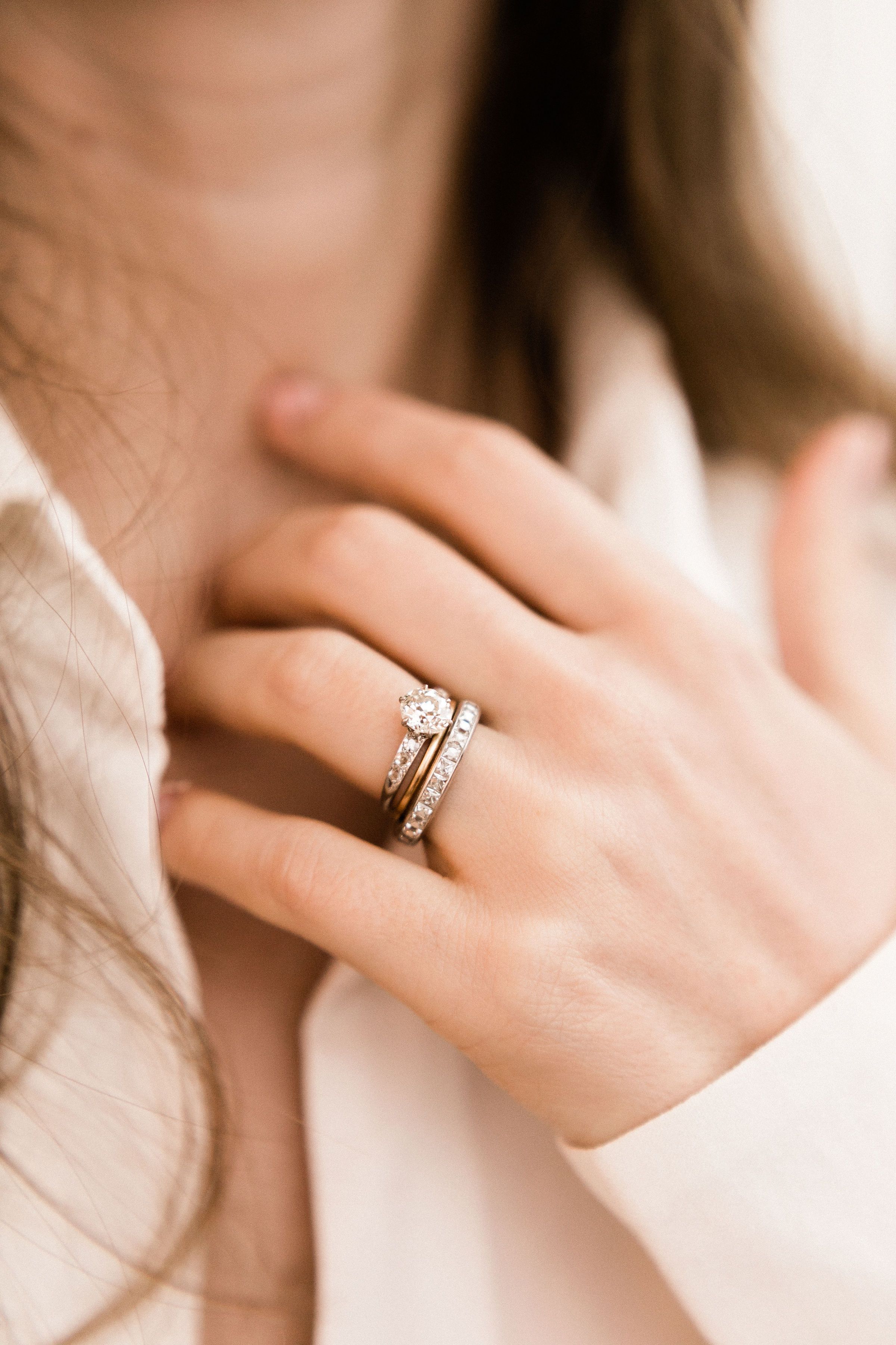 1.23 old European cut diamond 7 Diamond Engagement Ring