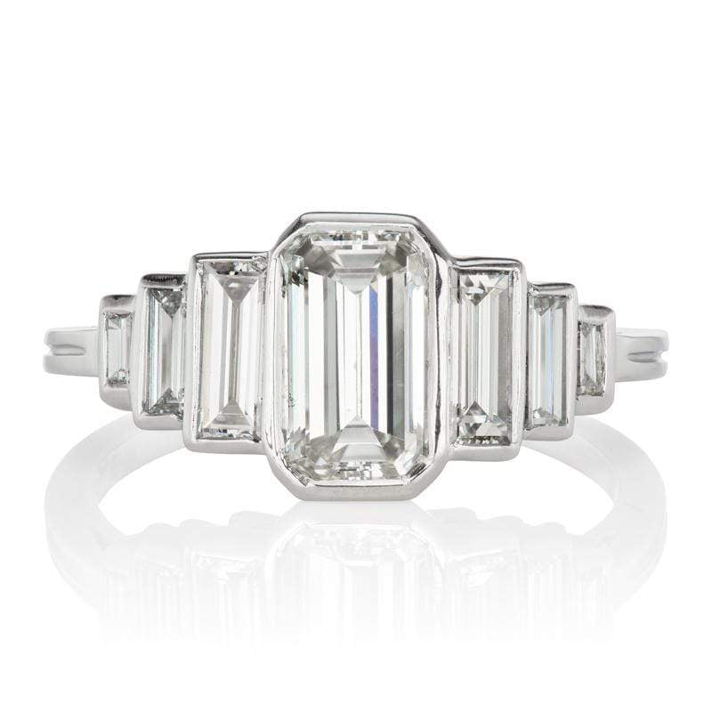 Emerald Cut Diamond Engagement Ring with Baguettes