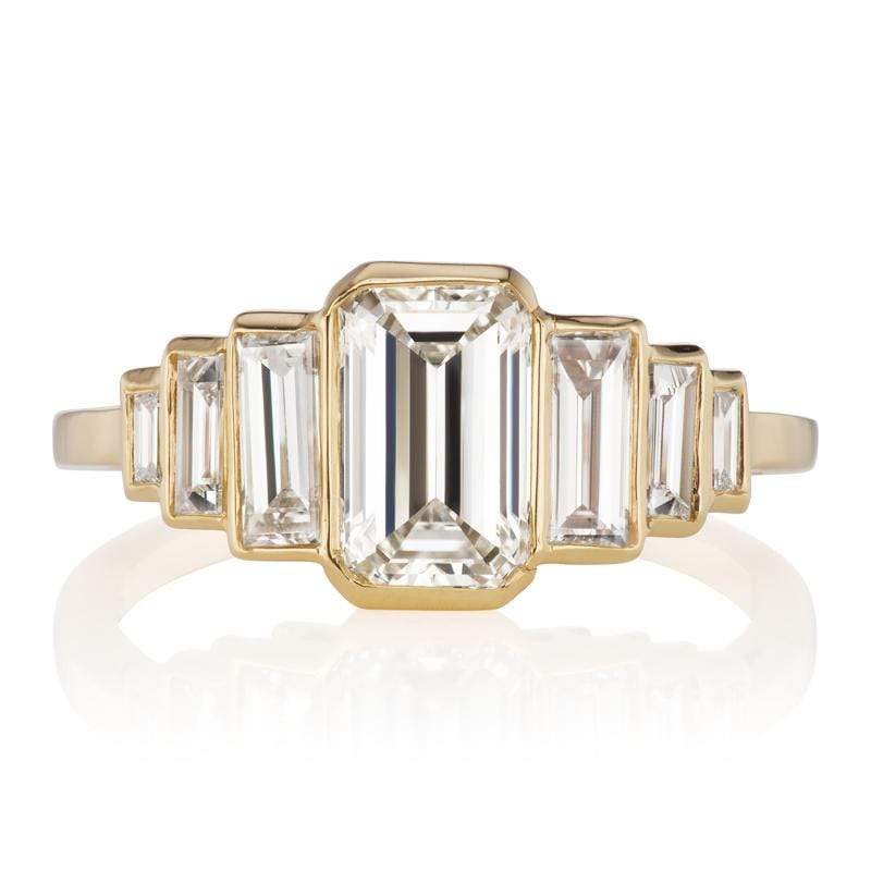 7 Stone Emerald Cut Diamond Engagement Ring