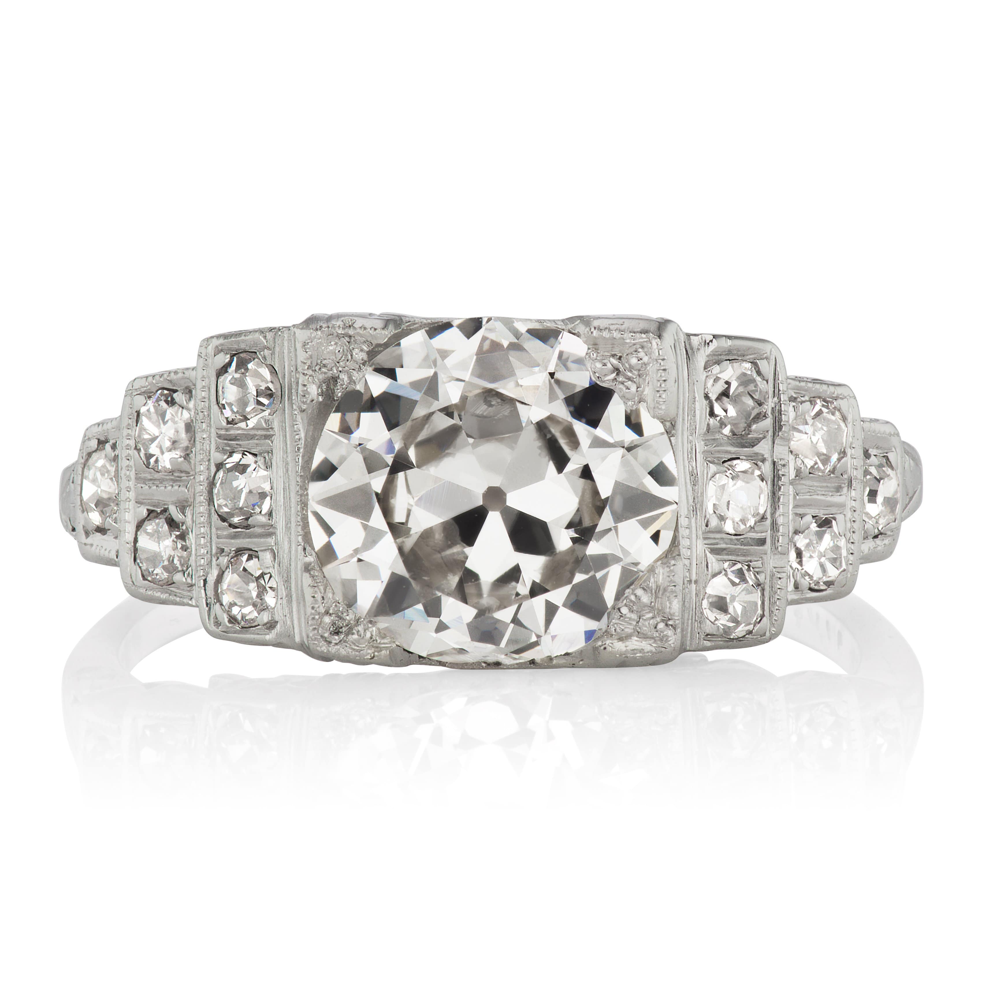 Unique Art Deco Transitional Cut Engagement Ring