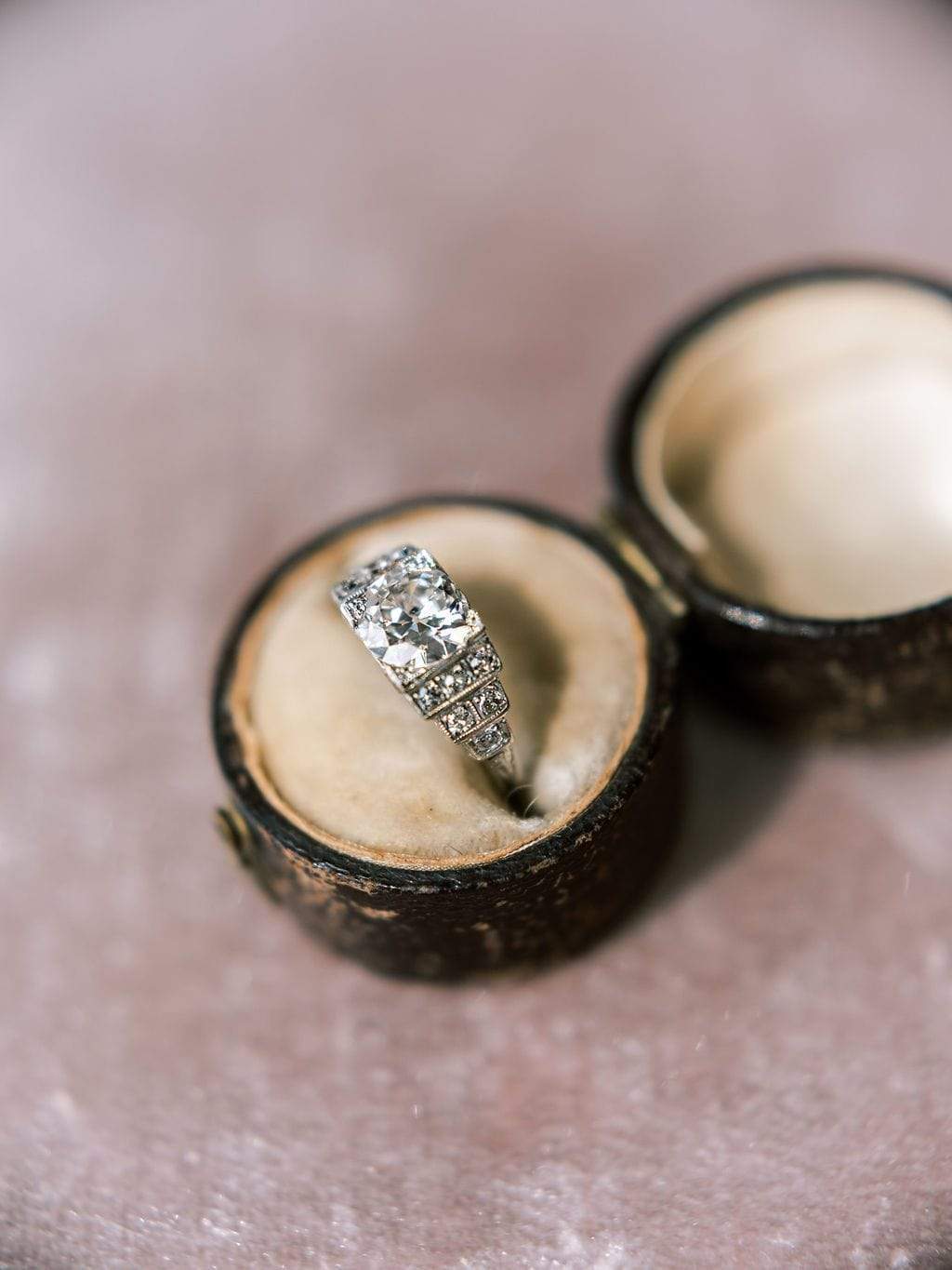 g-h-i color, vs clarity diamond in platinum setting