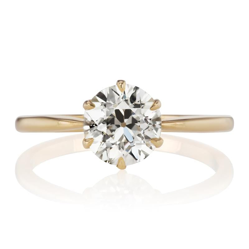 18 kt Yellow Gold Thin Tapered Band Engagement Ring