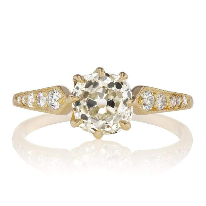 Yellow Gold Diamond Engagement Ring with Side Stones