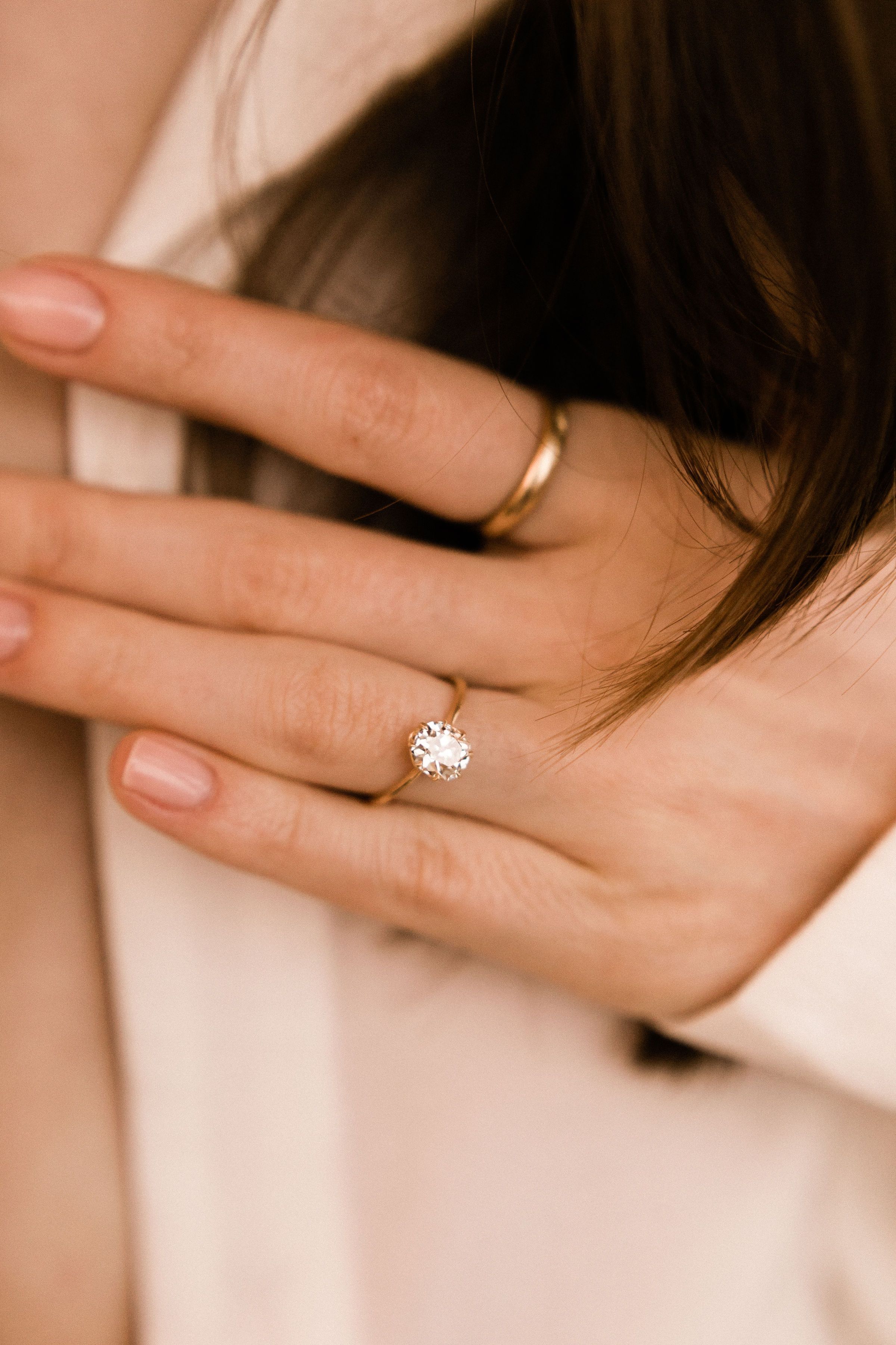 1.28ct Old Mine Cut Diamond 18k Yellow Gold Old Mine Cut Diamond Engagement Ring