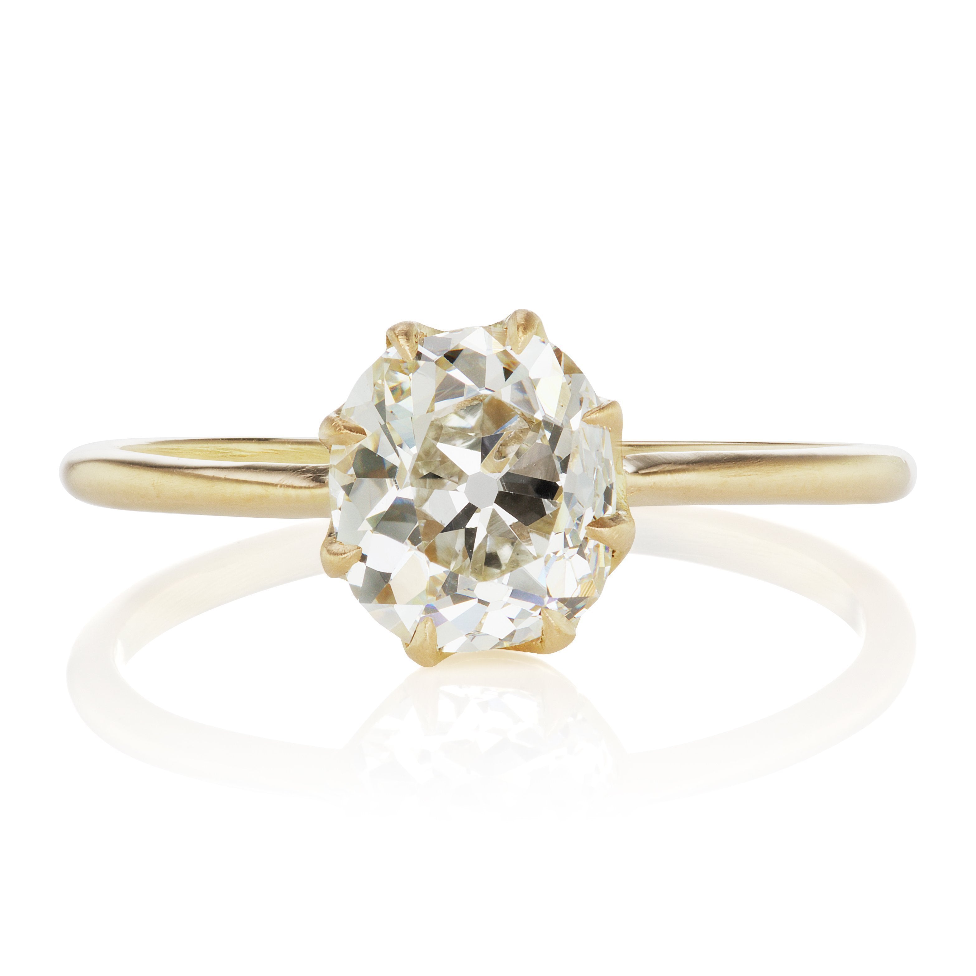 18K Yellow Gold Old Mine Cut Diamond Engagement Ring | Victor Barbone