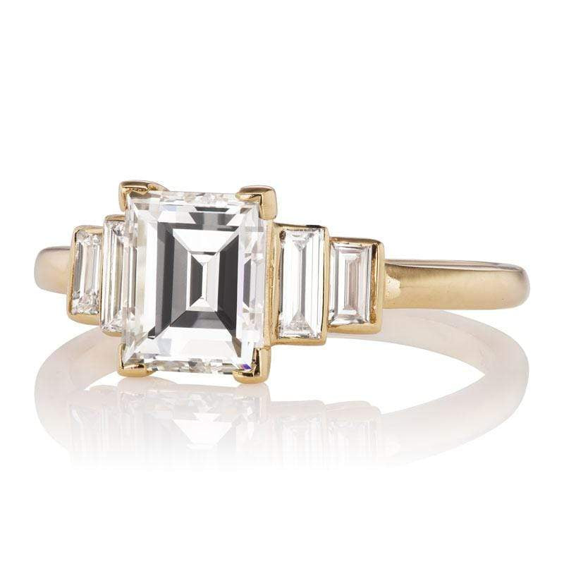 1.28ct Rectangular Step Cut diamond engagement ring