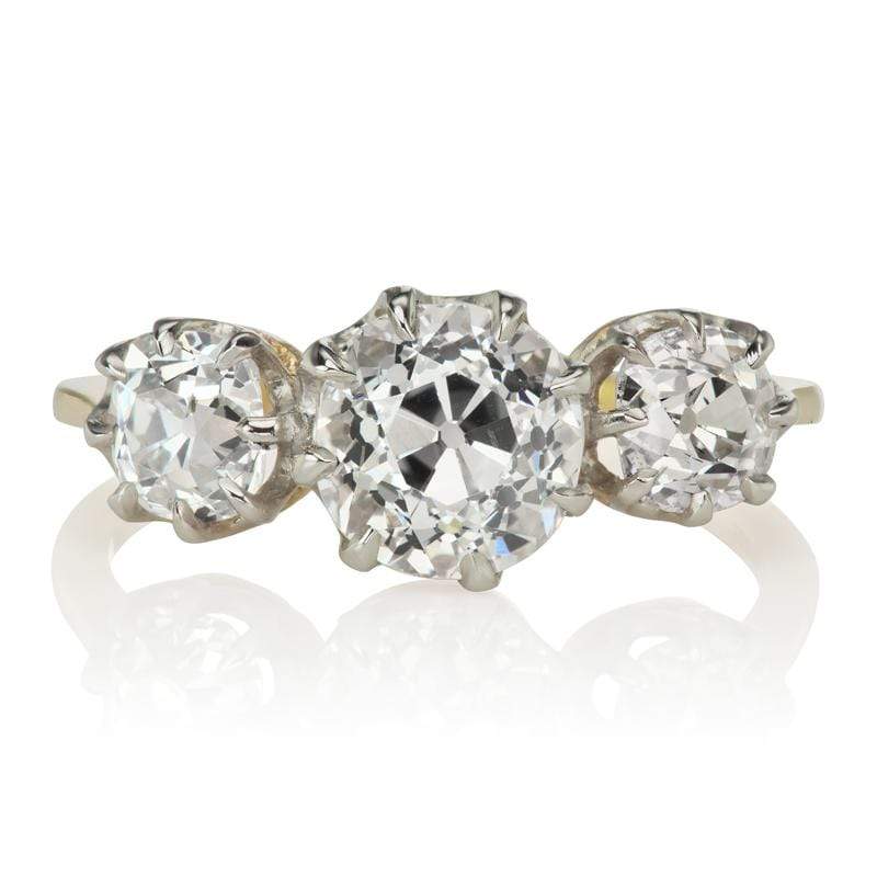 Two Tone Three Diamond Engagement Ring | Victor Barbone