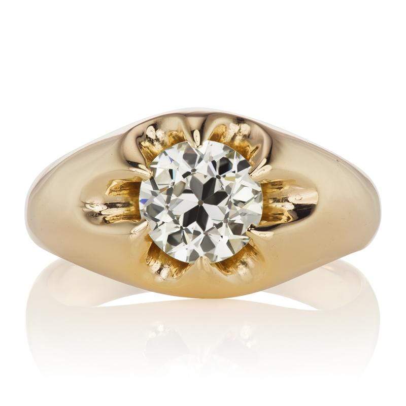 Victorian Diamond Solitaire Engagement Ring with Chunky Band