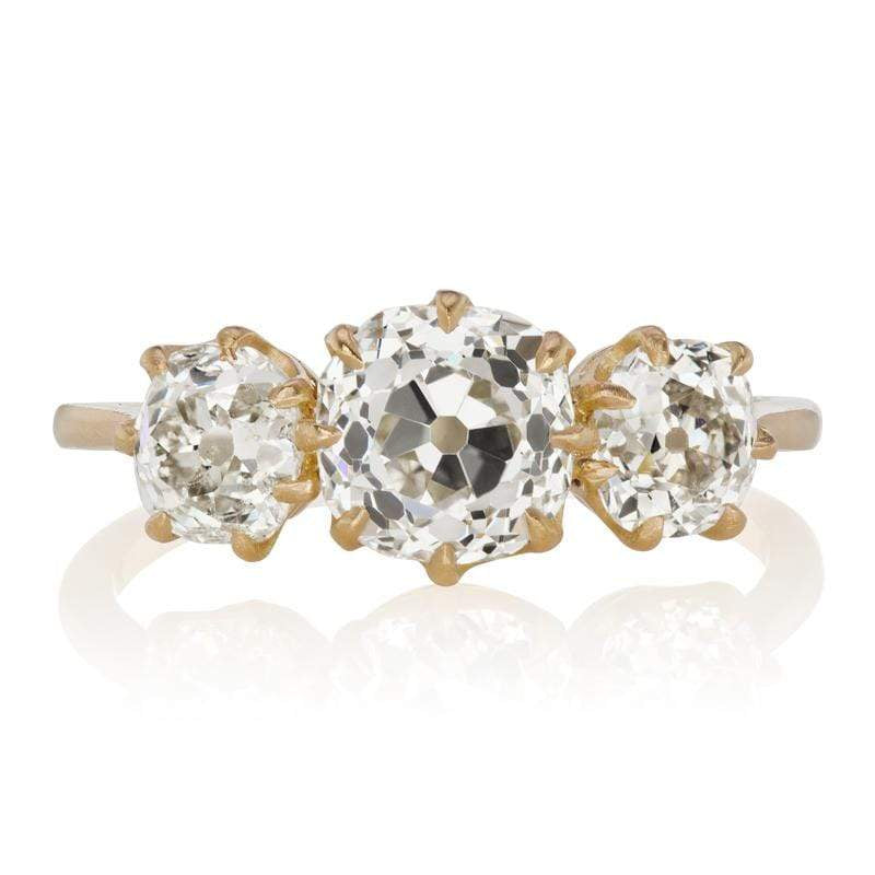 Low Profile Three Diamond Engagement Ring