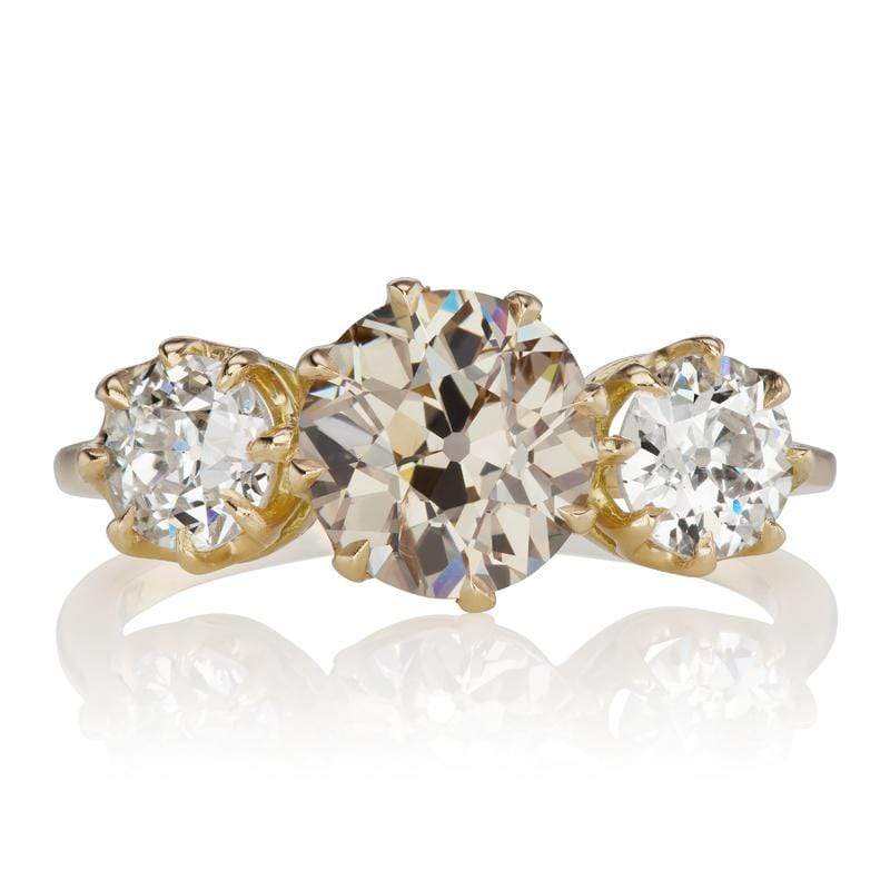 Old European Cut Three Diamond Engagement Ring