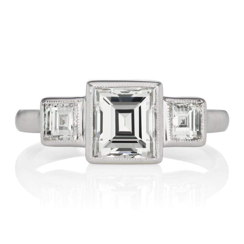 Square Three Stone Engagement Ring