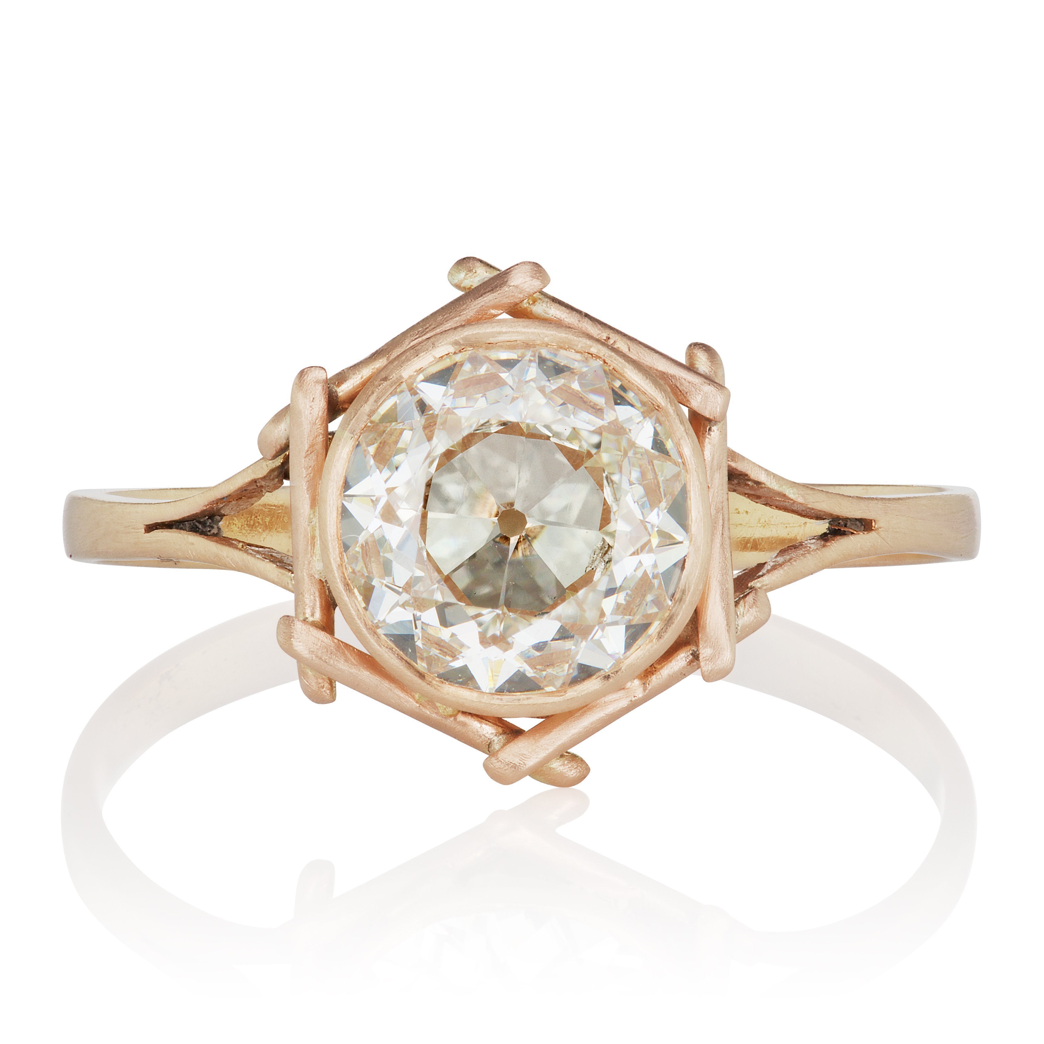 Split Shank Halo Engagement Ring Rose Gold Circa 1930 | Victor Barbone