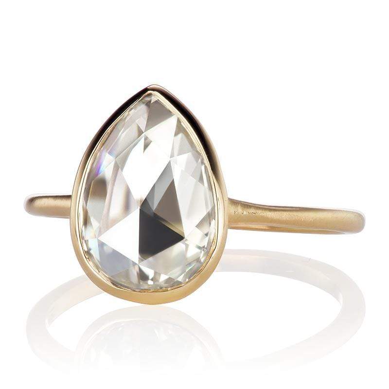 1.42ct Pear Rose Cut Diamond engagement ring