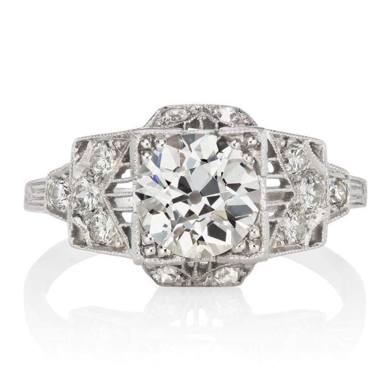 Intricate Box Set Vintage Diamond Engagement Ring