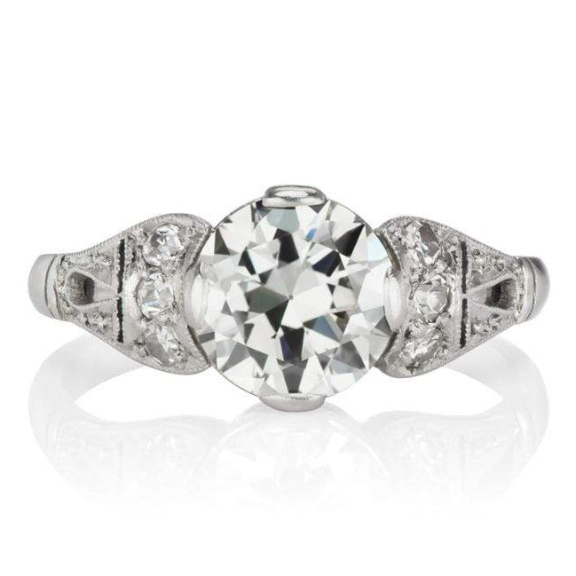 Platinum Engagement Ring With Bead Set Side Stones