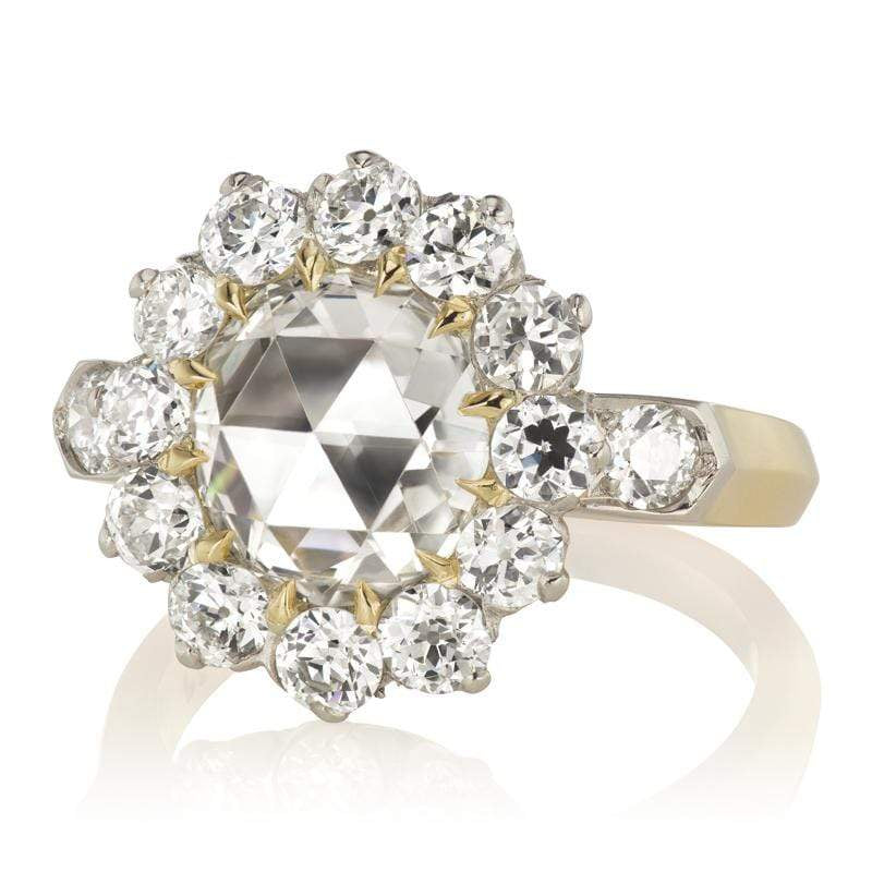 1.44ct Round Rose cut diamond diamond engagement ring