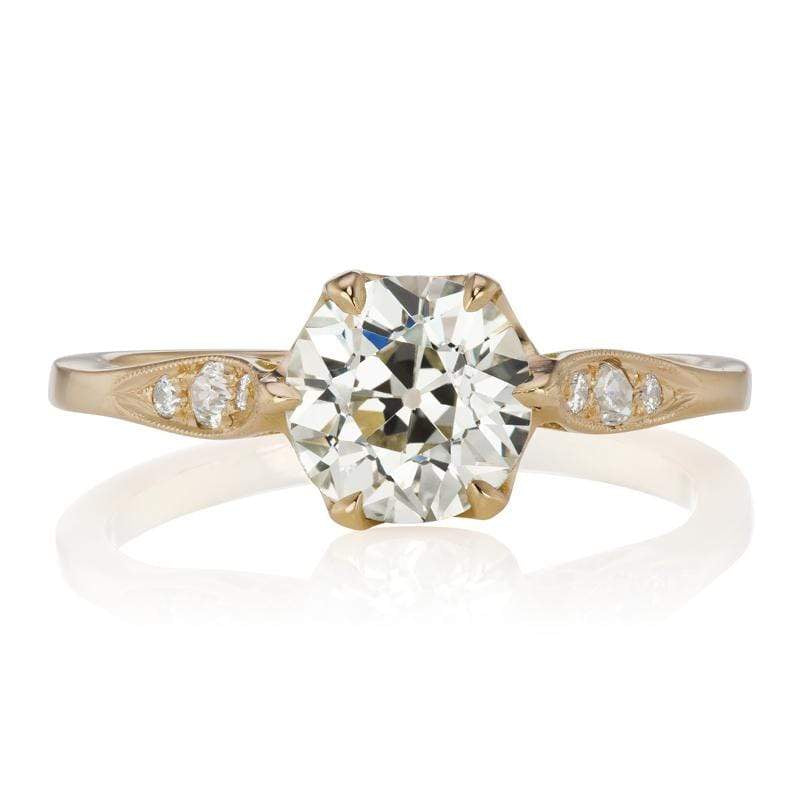 Diamond Engagement Ring with Bead Set Side Stones
