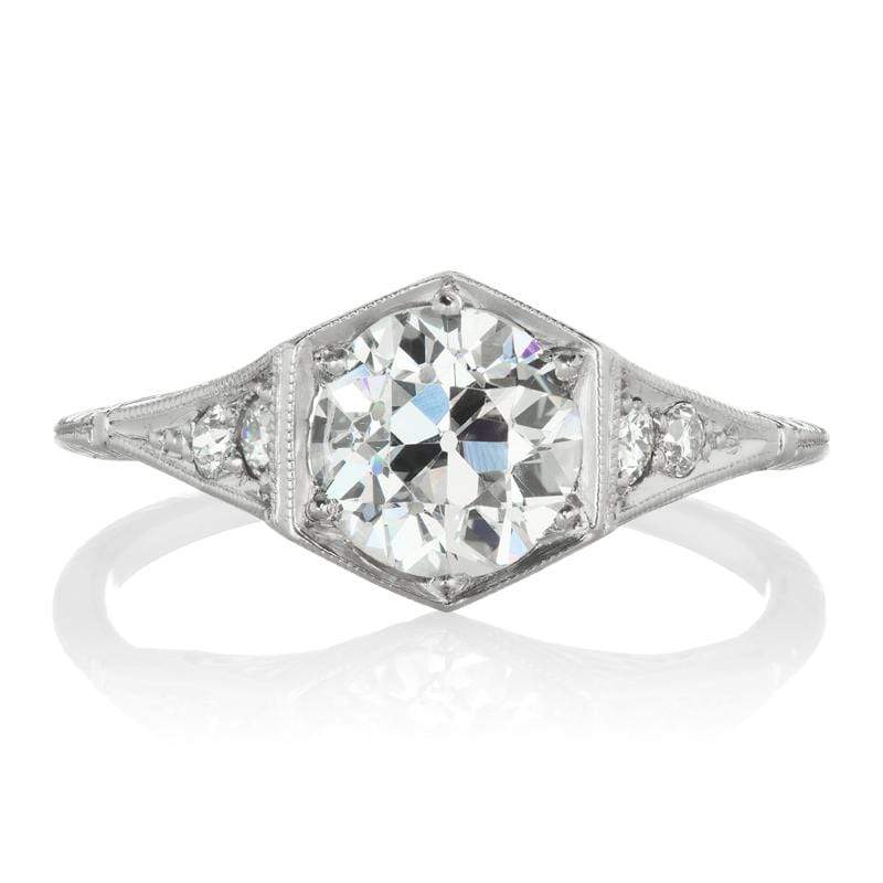 Hexagon Shaped Bezel Set Engagement Ring c.1920 | Victor Barbone