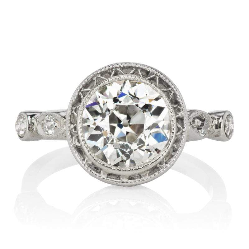 Bezel Set Diamond Engagement Ring with Filigree Halo
