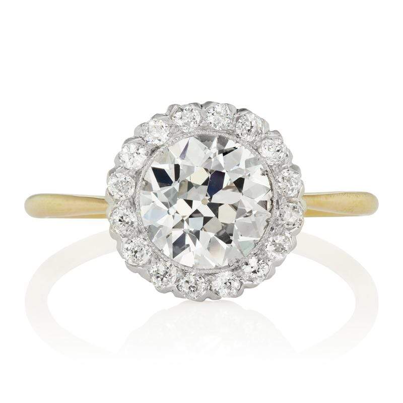 Vintage Bezel Set Halo Diamond Engagement Ring | Victor Barbone