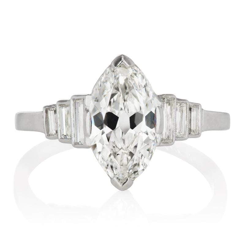Marquise Baguette Diamond Engagement Ring Circa 1928 | Victor Barbone